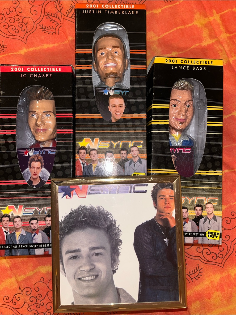 NSYNC Collectible Bobble head Set - Justin Timberlake, Lance, JC and bonus photo
